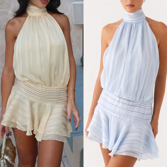 Sleeveless Lace-up Backless Sexy Mini Dress Women
